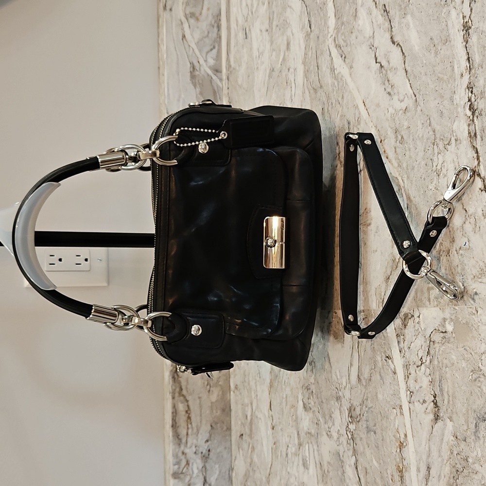 COACH Kristen Black Leather Satchel  22304
